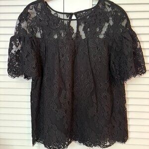 BB Dakota White Lace Short Sleeve Top | Size M